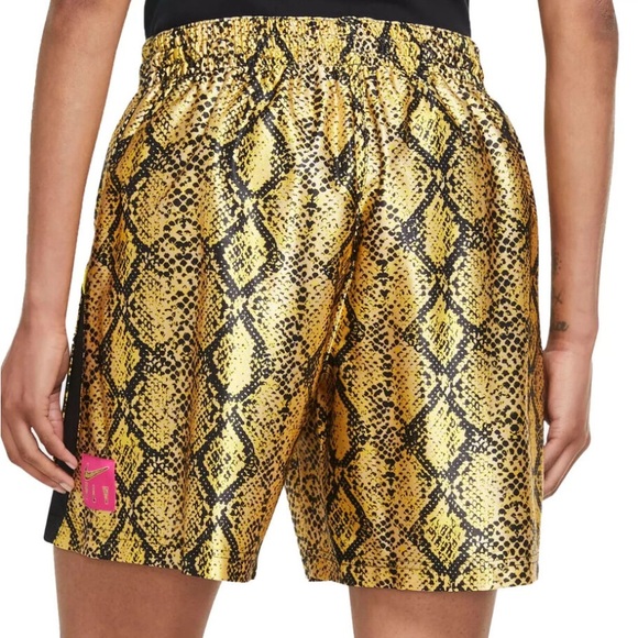 Nike Pants - NWT [Nike] Loose Fit Rebel Fly Snakeskin Gold/Black Basketball Shorts Women’s S